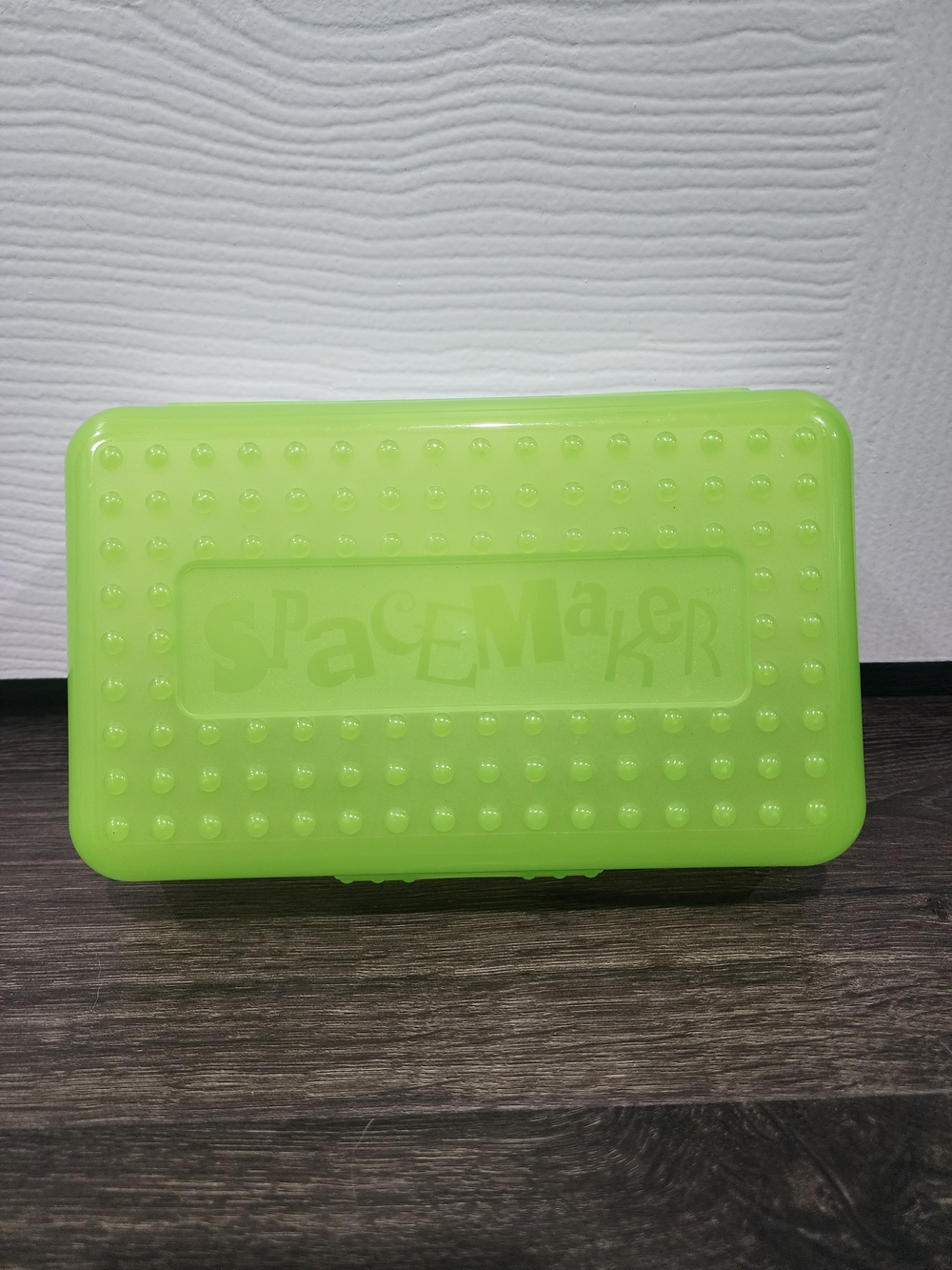 Spacemaker Pencil Box Light Green & Frosted Vintage 90's Plastic Storage Case